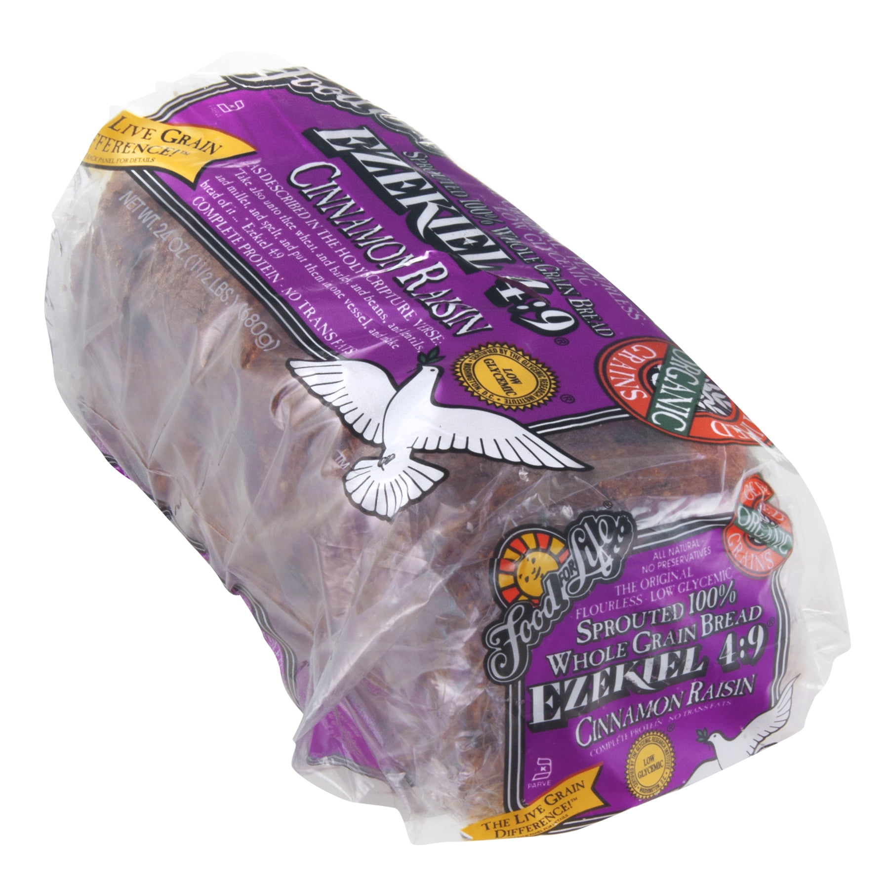 Food for Life Ezekiel Cinnamon Raisin Bread, 24oz, 20 CT Bag (Frozen)