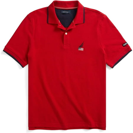 Nautica Men's Short Sleeve Polo Shirt American Flag | Nautica Red X-Large