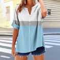 thumbnail image 5 of Womens Button Down Shirts Lined Short Sleeve Business Casual Tops 2025 Collared Summer T Shirts Work Striped Blouses, 5 of 5