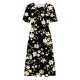 thumbnail image 4 of Women's Summer Casual Dresses Plus Size Round Neck Zipper Floral Print Dress, 4 of 7
