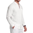 thumbnail image 4 of GENTS BLISS Men Linen Shirts Long Sleeve Button Down Shirts for Men Roll-up Solid Shirts with Pocket, 4 of 13