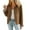 Brown, variant on GrmtClth Womens Cropped Trench Coat Fashion Oversized Button Up Barn Jackets Plaid Lining Lapel Collar Autumn Outerwear Coats Blue XL