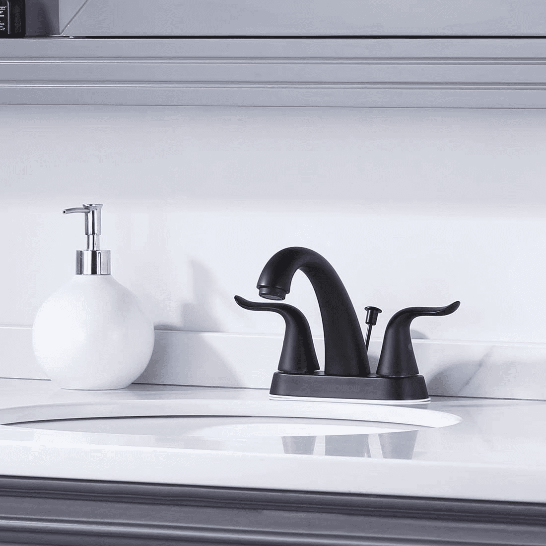 Wowow 2 Handle 4 inch Centerset Bathroom Basin Faucets in Black