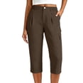 thumbnail image 4 of Lyrcatrment Womens Cargo Capris Elastic High-Rise Regular Fitting Straight Leg Summer Casual Trendy Hiking Workout Outdoor Capri Pants Cropped Pant with Pockets, 4 of 9