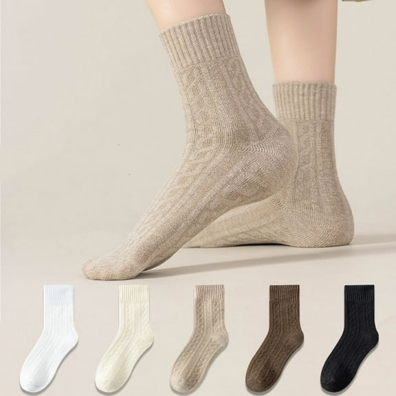 5 Pairs Socks for Women Winter Thick Warm Boot Crew Socks Gifts for Ladies Size 5-9