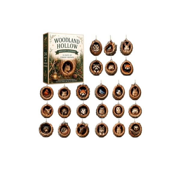 Woodland Hollow Advent Calendar 2026, 24 Days Countdown Calendar, Woodland Hollow 2D Home Decor, Christmas Gifts Surprise Blind Box for Boys Girls, Christmas Decorations for Xmas Tree
