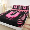 thumbnail image 5 of Erosebridal Pink Drip Letter U Full Size Sheets, Cute Baseball Sport Bed Sheets for Girls and Boys, 4-Piece, 1 Flat Sheet, 1 Fitted Sheet and 2 Pillowcases, 5 of 6
