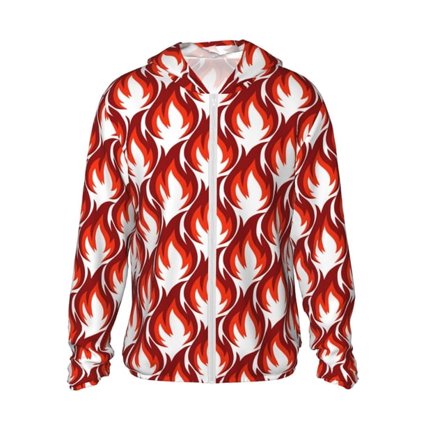Fotbe Fire Symbols Chaqueta con Protección Solar UPF 50+ para Hombre y Mujer, Camisa con Capucha y Bolsillos-3X-Large