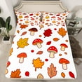 thumbnail image 2 of Feelyou Fall Autumn Kids Bed Sheets, Orange Maple Leaf King Sheets, Red Cartoon Mushroom Sheet Set, Luxury Bedroom Decor,4 Pieces, 2 of 7