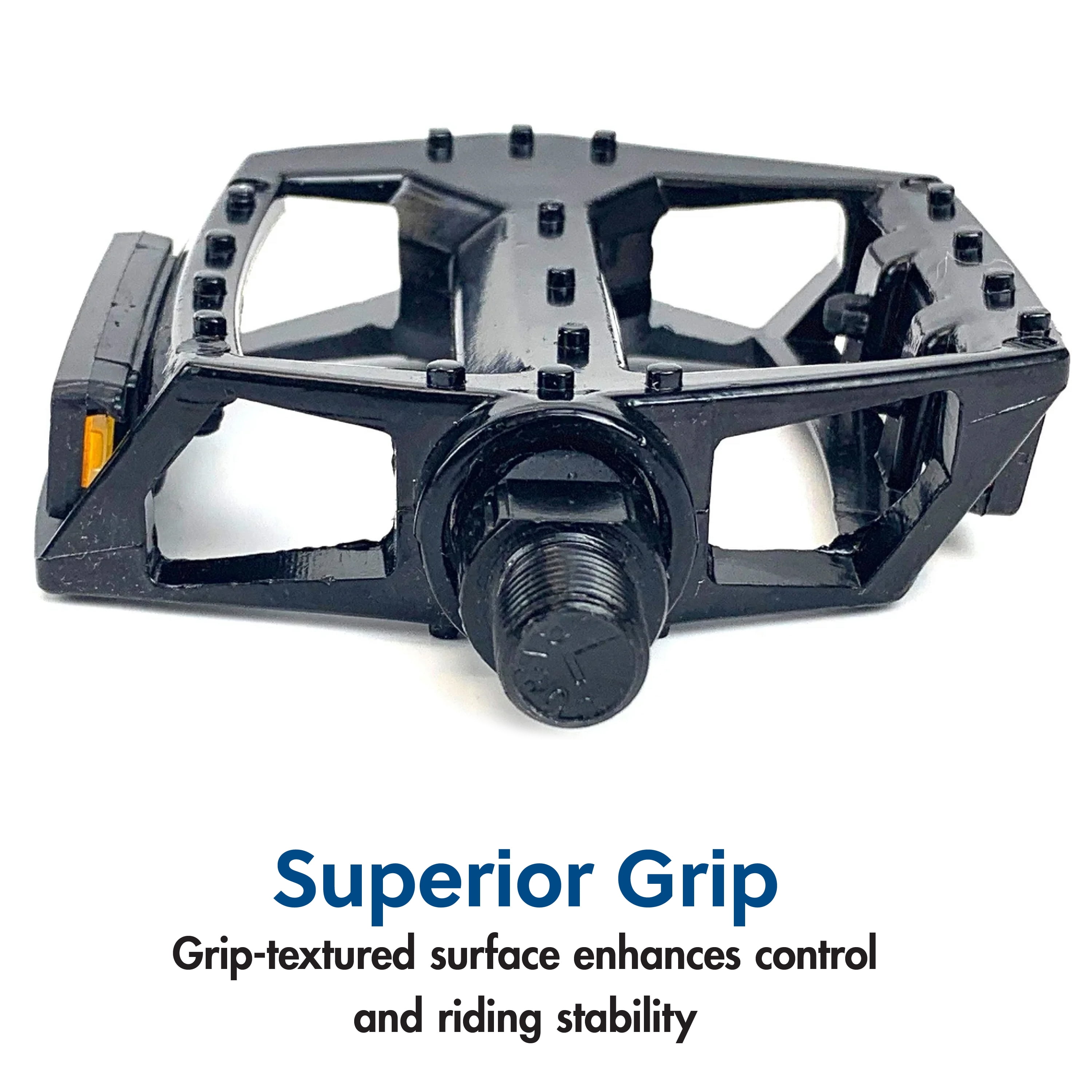 Concord Alloy Grip Bike Pedals, Black, 1/2 in Axle with 9/16 in Adapters, Universal Fit
