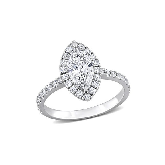 1.00 Carat (Ctw VS1-VS2) Lab-Grown Marquise Diamond Halo Engagement Ring 14K White Gold for Women