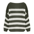 thumbnail image 6 of Cavosen Women's Knit Sweaters Crew Neck Short Length Off the Shoulder Striped Pullover Long Sleeve Stretch Outerwear Coats, 6 of 7