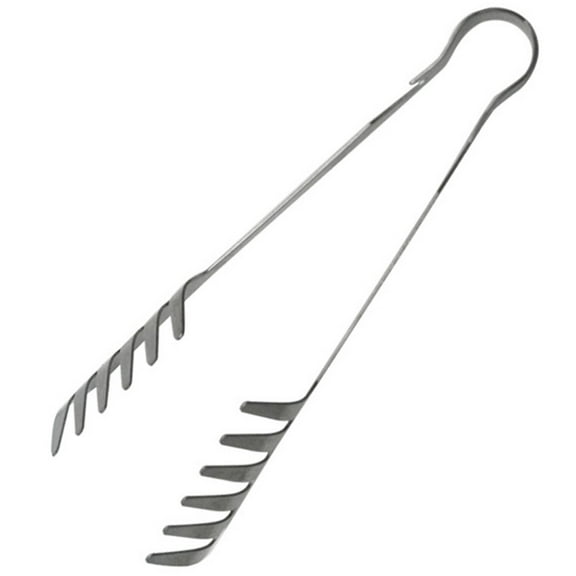 HONMEET  Spaghetti Server Utensil Stainless Steel Kitchen Tongs Silver 1Pcs