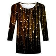 thumbnail image 3 of Hauts Scintillants pour Femmes Sortie Décontractée Manches 3/4 Mode Imprimé Floral Col Rond T-Shirts à Paillettes Légers Fête Carnaval Basique T-Shirt Brillant Vêtements de Vacances Orange m, 3 of 4