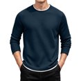 thumbnail image 2 of XRoczxe Men's Thermal Waffle Knit Long Sleeve T-Shirt, Crew Neck Slim Fit Textured Henley Top, Casual Basic Undershirt for Fall Winter Layering, 2 of 8