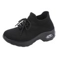thumbnail image 6 of Orthopedic Sneakers for Women Knit Mesh Slip on Sock Shoes Air Cushion Running Shoes Lightweight Lace up Tennis Shoes Black Size 6.5, 6 of 7