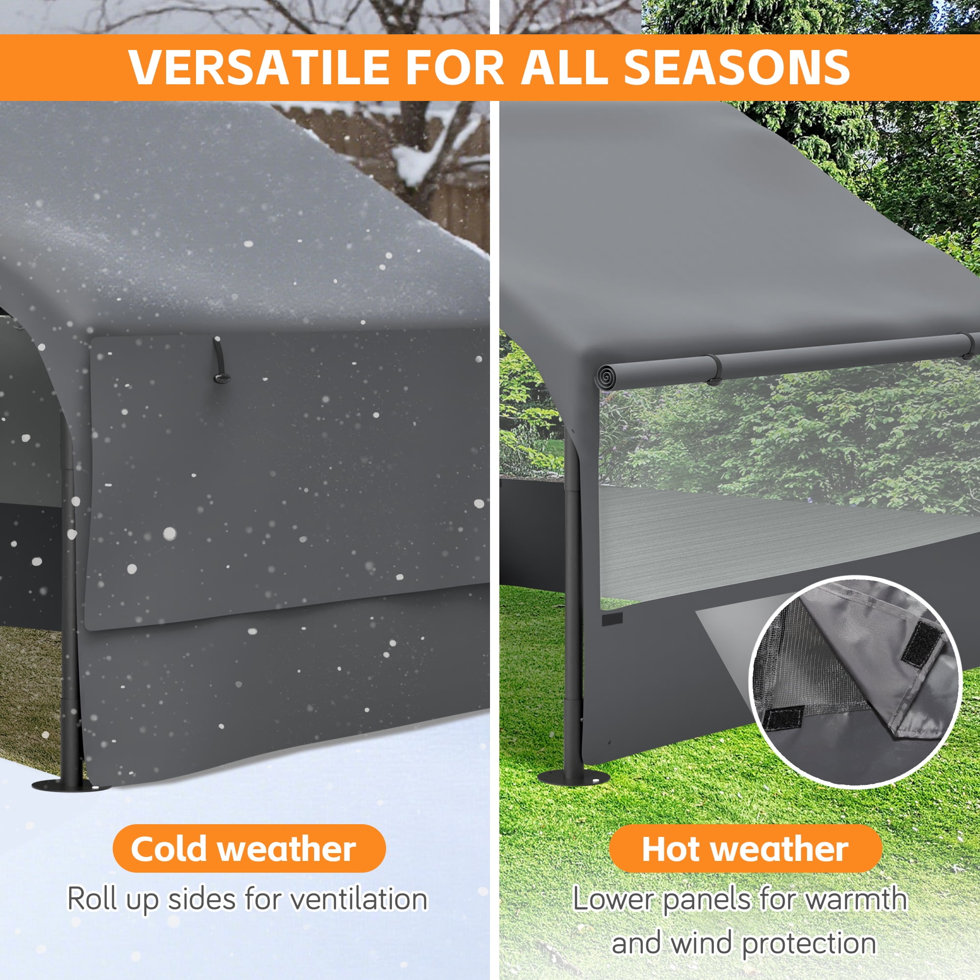 4' x 4' Extra Large Outdoor Dog House Tent, 3-Side Breathable Mesh Windows Pet Shelter with Canopy, UPF 50+ Waterproof Oxford Fabric, Steel Frame & Ground Stakes for Dogs Cats Livestock