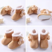 Maxcozy Boots Winter Baby Girl Shoes Soft Sole Anti-Slip Toddler Snow Warm Prewalker Slippers Brown 0-6 Months