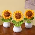 thumbnail image 3 of sunsanly Handmade Knitted Sunflower Potted Plant Decor Crochet Wool Flower Desk Decoration Home Garden Ornament for Wedding Photography Prop, 3 of 8