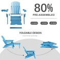 thumbnail image 6 of 2PCS Folding Adirondack Chair with Ottoman, Adjustable Backrest Plastic HDPE Adirondack Chairs w/4 in 1 Cup Holder Tray, Pacific Blue, 6 of 7