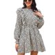 thumbnail image 1 of Vestido de manga larga con cuello levantado y ribete de volantes para mujer Vestido elegante con estampado floral y volantes, 1 of 8