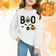 thumbnail image 2 of Weebloom Boys Halloween Sweatshirts Hoodies Kids Skeleton Pumpkin Print Long Sleeve Girls Fall Celebrations Soft 5-6 Years White, 2 of 4