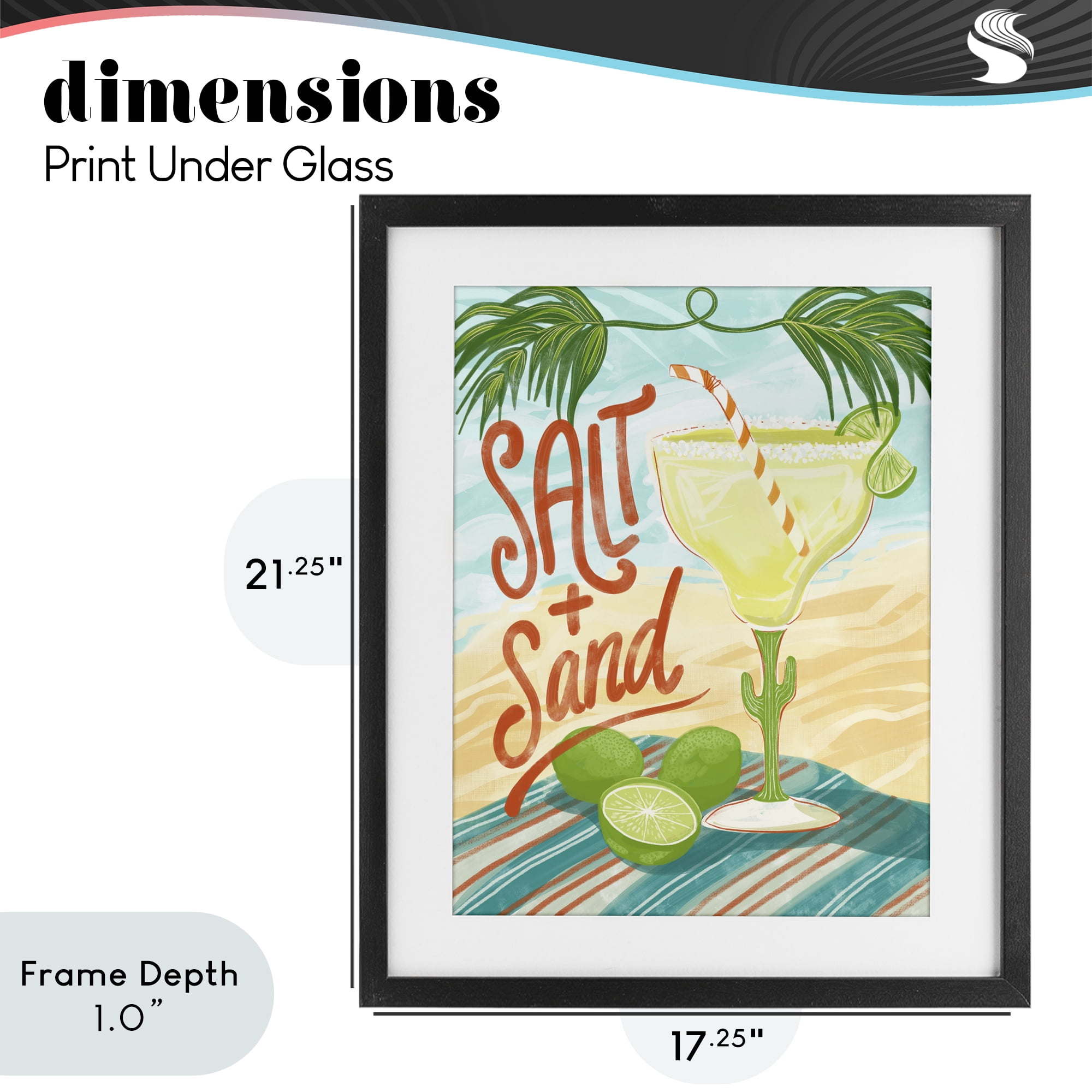 Stupell Industries Salt & Sand Margarita Black Framed Print Under Glass, design by Connie Summers