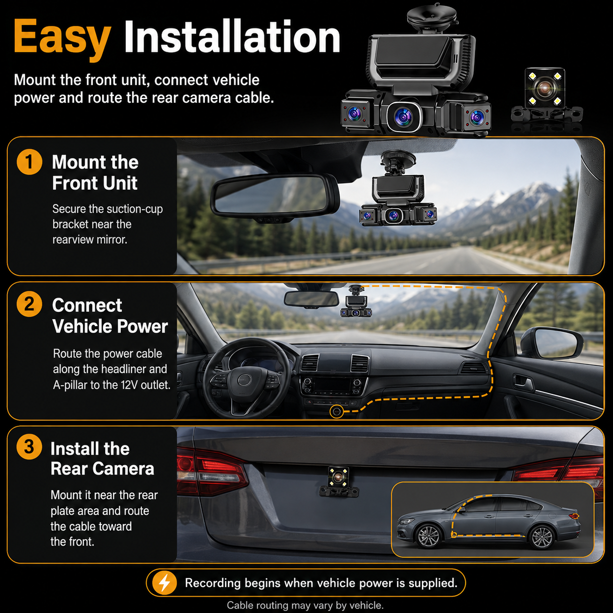 NIUTA 4-Channel Dash Cam 1080P with WiFi and 64GB Card photo 2