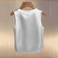 thumbnail image 6 of Tank Tops for Women Crew Neck Pearl Decor Satin Sleeveless Going Out Tops, 6 of 6