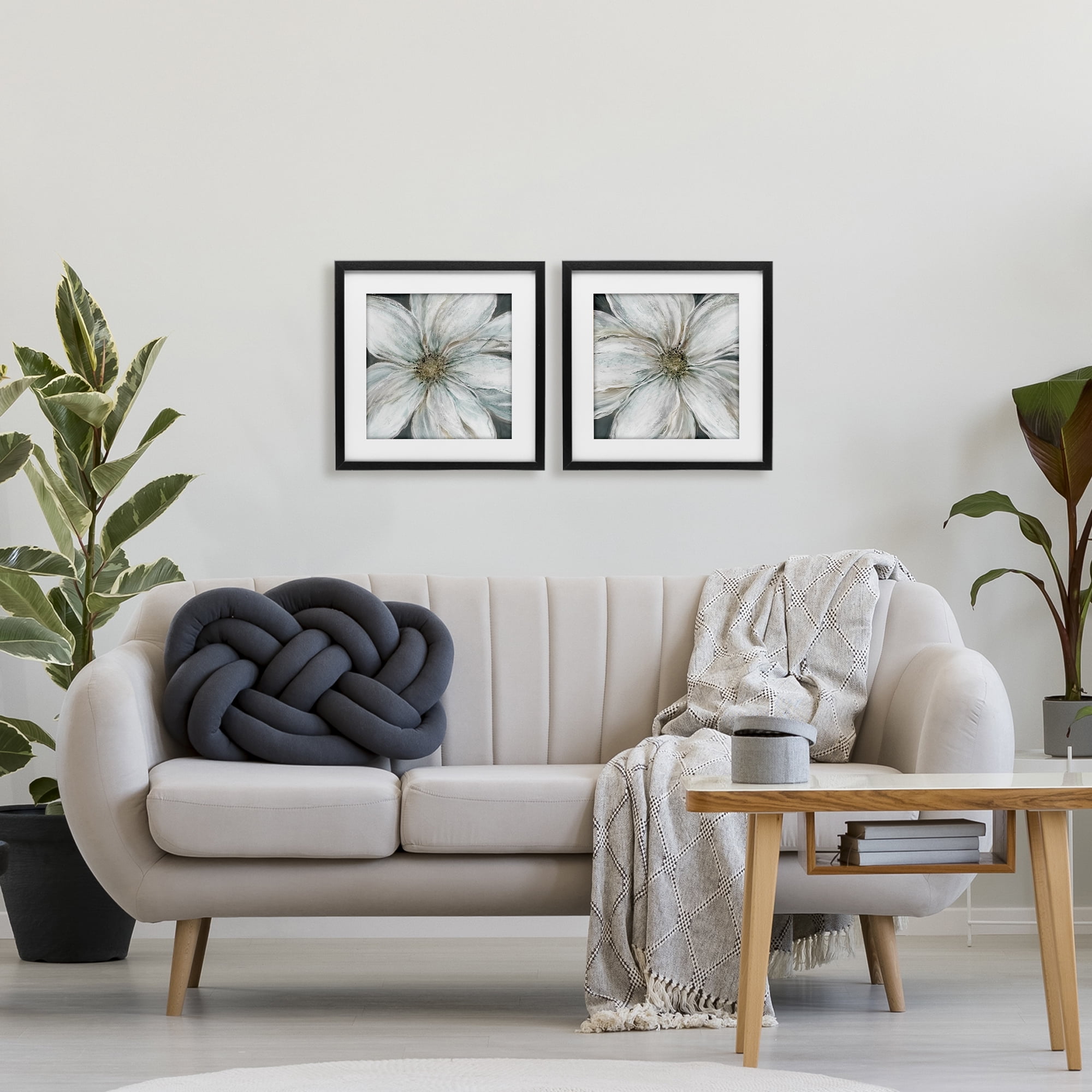 Stupell Industries Soft White Blossoms Closeup 2 Piece Black Framed Print Under Glass Set, design by Carol Robinson