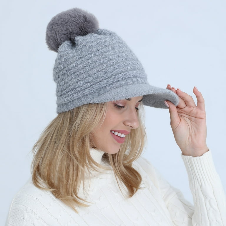 Winter Women Girls Knitted Hats Warm Knit Snow Ski Visor  display picture 3