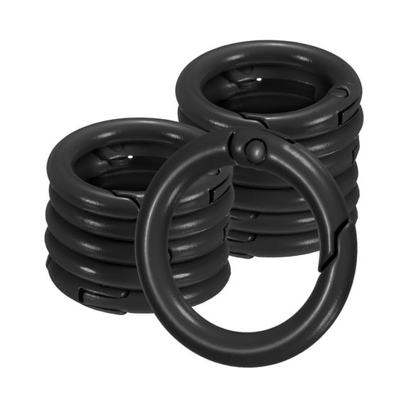 Uxcell 12-Pack Metal Spring O Rings, 5/8" Zinc Alloy Spring Keyring Buckle for Keychains Round Trigger Buckle Chain Rings [Black]