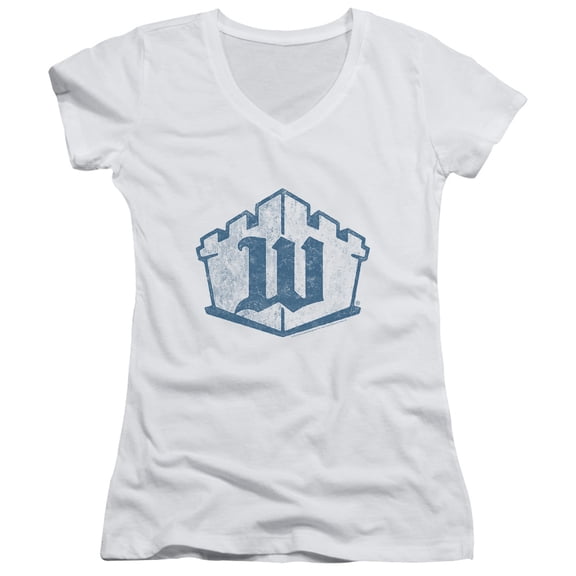 White Castle Monogram-Junior Women's T-Shirt V-Neck T-Shirt White