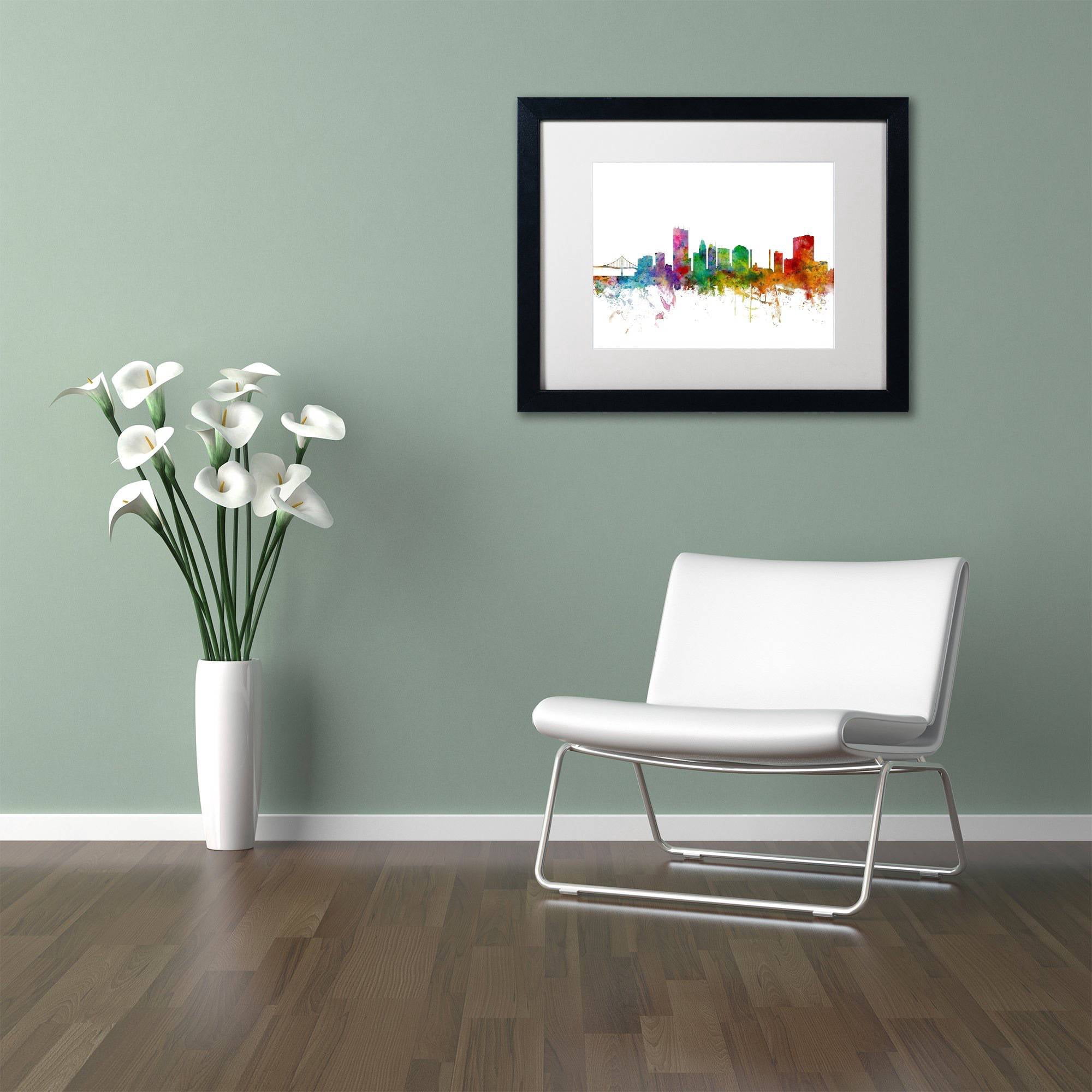 Trademark Fine Art 'Toledo Ohio Skyline' Canvas Art by Michael Tompsett, White Matte, Black Frame