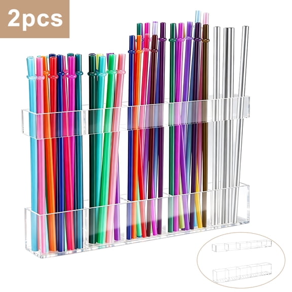 Fixparts Straw Holder for Cabinet Door,No Drill Straw Organizer,Space Saving Kitchen Storage Rack(2pcs)