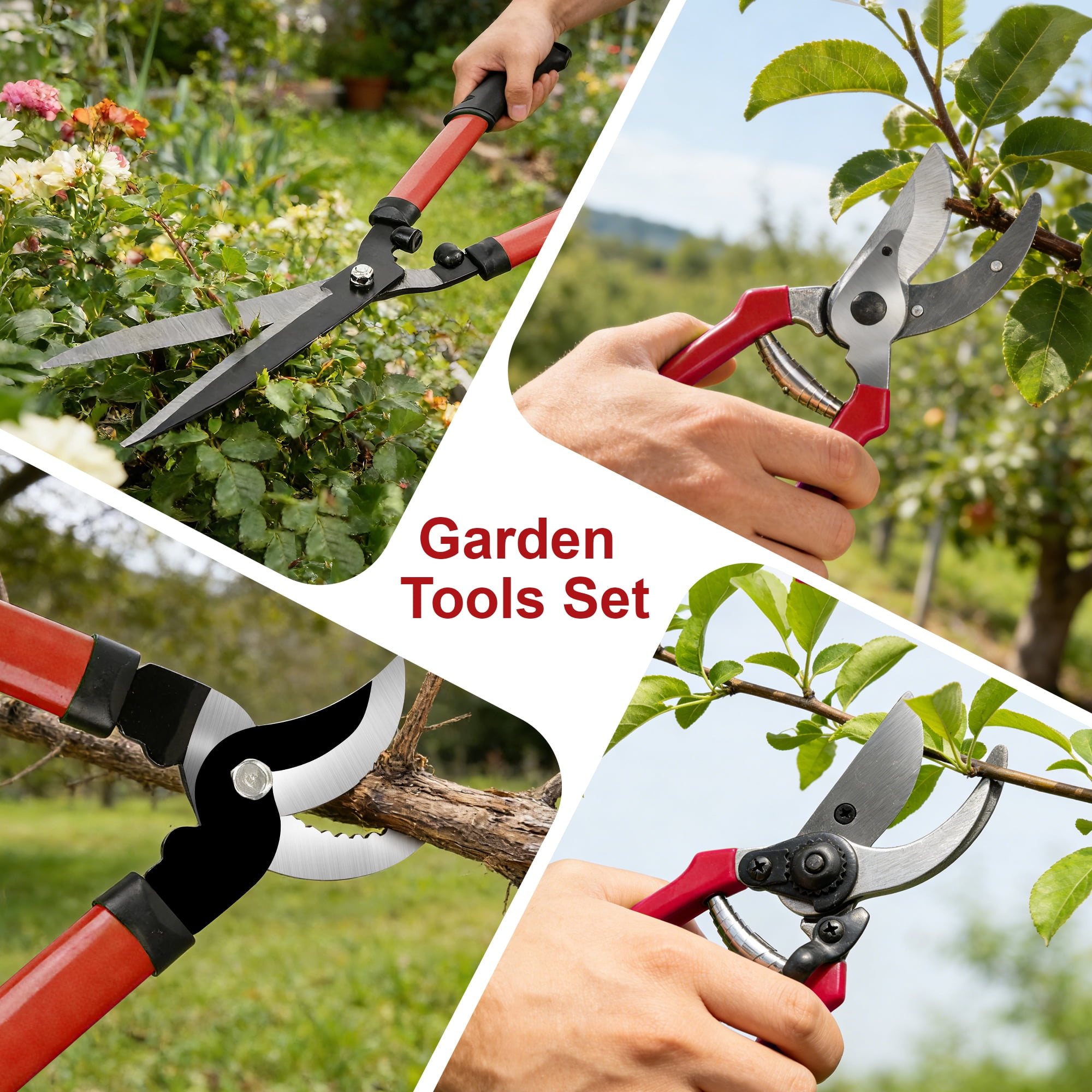 3PCS Loppers, Hedge Shears & Pruning Shears Set, Professional Branch Cutter Tree Trimmer, Garden Shears for Yard, Lawn, Shrubs, Hedges, Outdoor Gardening