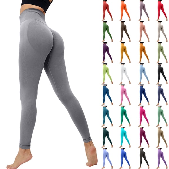 Resicozy Seamless Workout Leggings for Women Butt Lifting Leggings High Waisted Gym Solid Color Yoga Pants 2025 Orange XL