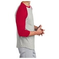 thumbnail image 3 of Yellow Rooster Men's Colorblock Raglan Jersey Heather Grey/ Red 4XL, 3 of 6