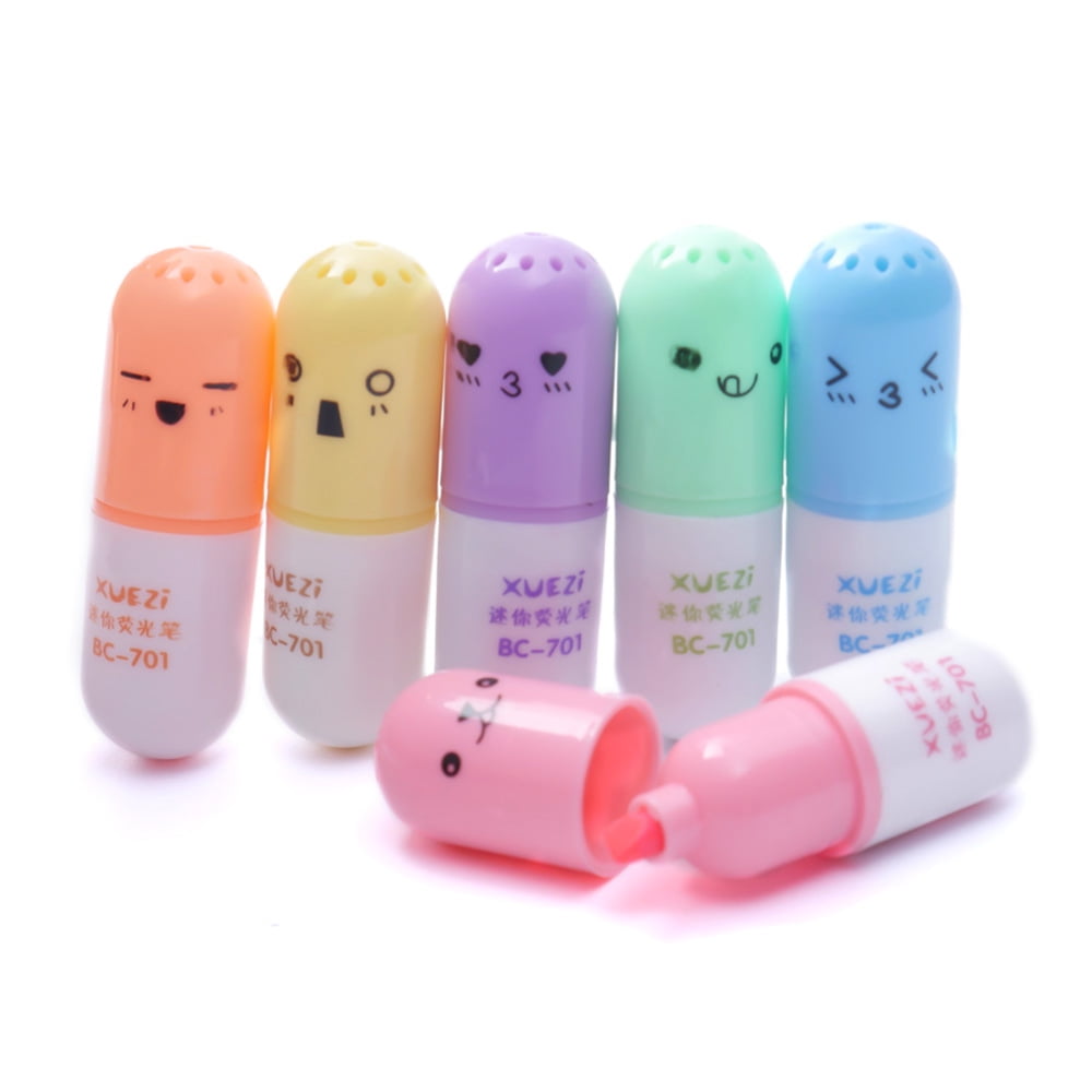 SagaSave 6 Pcs/set Cartoon MIni Highlighters Pens Set For Kids Students Marker Graffi Gifts Colors