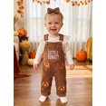 thumbnail image 4 of RUINIXCW Baby Girl Thanksgiving Outfits Ribbed Long Sleeve Romper Embroidered Corduroy Overall Pants and Bow Headband 3 Piece Fall Set, 4 of 8