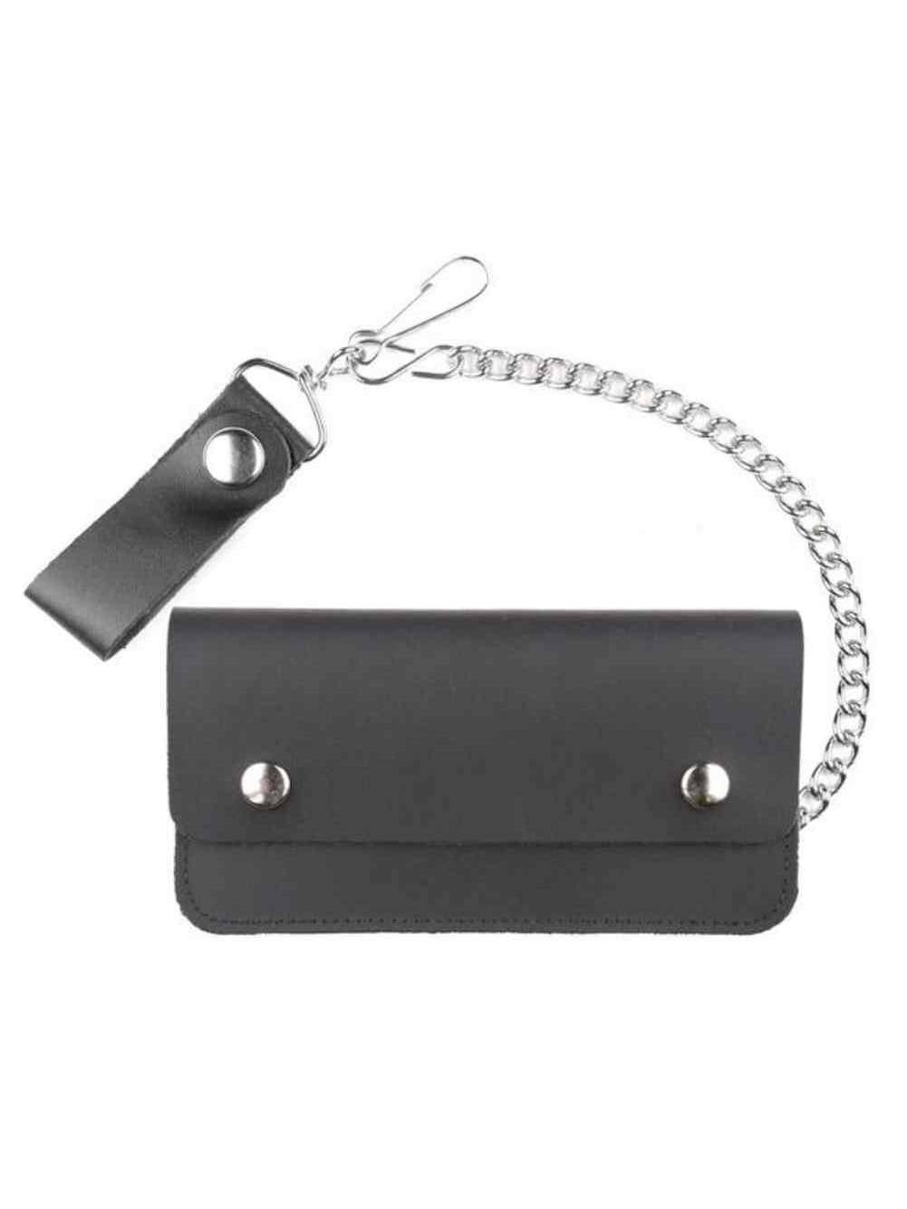 Genuine Leather Mens Iron Cross Tri-Fold Biker Chain Wallet Genuine Leather Mens Iron Cross Tri-Fold Biker Chain Wallet
