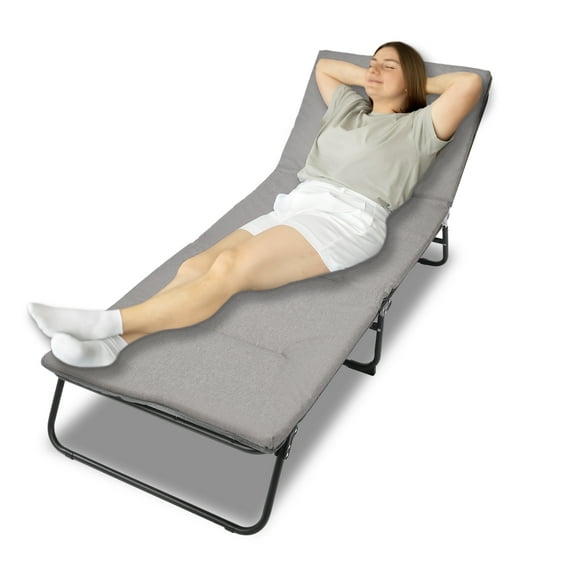 Folding Lounge Chair, 5-Position Adjustable Outdoor Reclining Chair,Heavy Duty Outdoor Bed with Carry Bag,Folding Chaise Lounge Chair for Pool Beach Patio Sunbathing, Gray