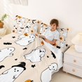 thumbnail image 3 of Manfei Halloween Themed Queen Sheets,Kawaii Ghosts Queen Sheet Sets,Black,4 Pieces,1 Flat Sheet, 1 Fitted Sheet and 2 Pillowcases, 3 of 6