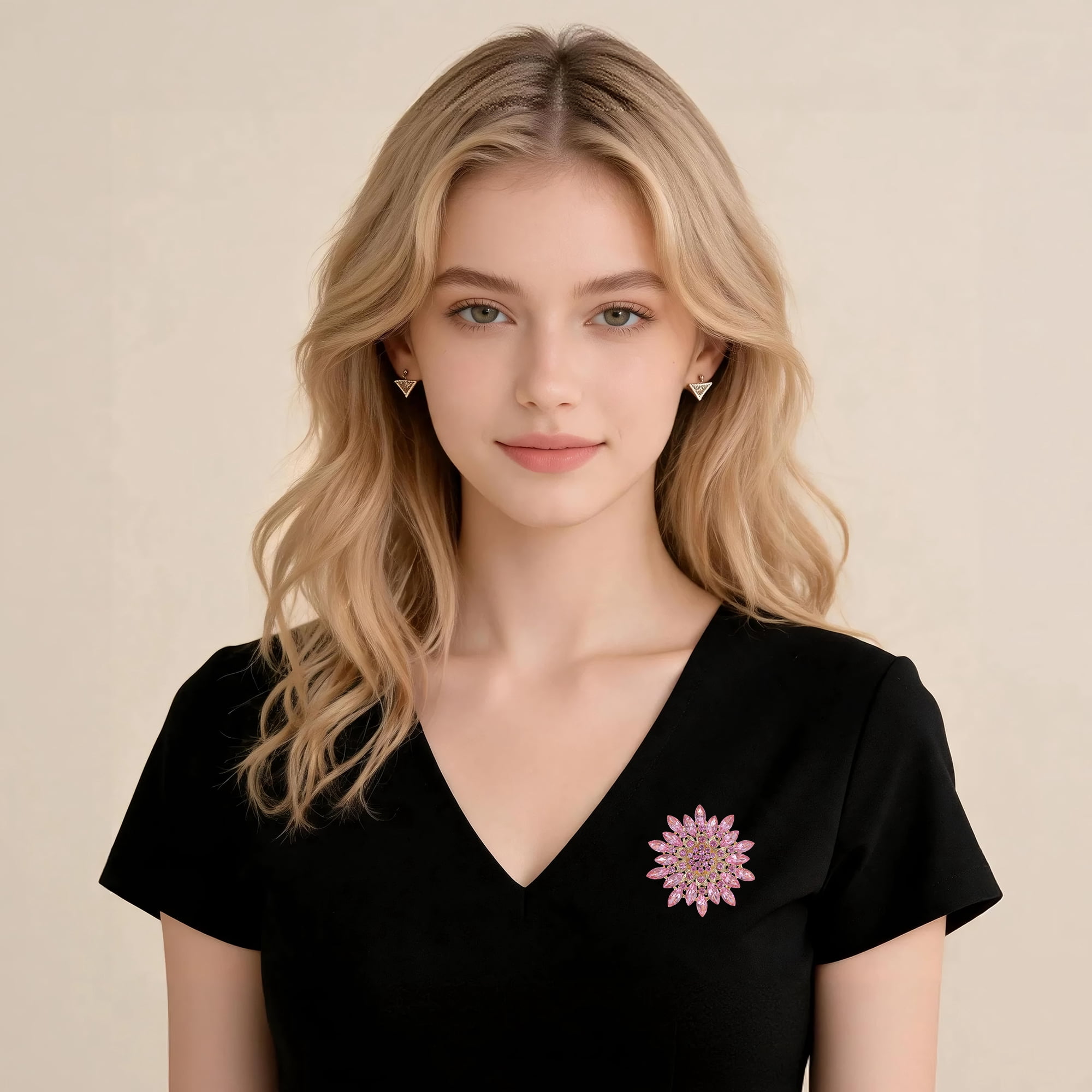 Unique Bargains Faux Crystal Ice Flower Rhinestone Brooch for Fashion Accessories Pink