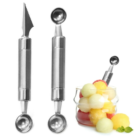 2pc Stainless Steel Fruit Cutter Shapes, Melon Baller Scoop, Multifunctional Melon Scoop Carving Tool for DIY Fruit Salads