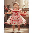 thumbnail image 6 of BemeyourBBs Toddler Baby Girls Tulle Tutu Dress Little Girl Valentines Day Dress Princess Birthday Baptism Wedding Party Birthday Holiday Dress Heart 3D Big Bow Flutter Sleeve A-Line Dress, 6 of 9