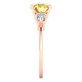 thumbnail image 3 of Three-Stone Engagement Ring for Women - 2ct Simulated Yellow Diamond in 14K Rose Gold Promise Ring, 3 of 8