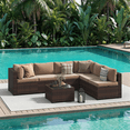 thumbnail image 5 of Dateyes 7-Piece Outdoor Patio Sectional Sofa Set, All-Weather Wicker Rattan Furniture with Coffee Table & Waterproof Cover (Beige), 5 of 8
