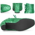 thumbnail image 4 of BLISSFUL STEP Women's Ankle Boots Chunky Heel Lace Up Side Zip Square Toe Party Boots Green 5.5, 4 of 7
