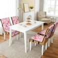 thumbnail image 2 of TSOVTHRID Strawberry Floral Bowknot Pink Print Quilted Dining Chair Slipcovers Stretch Comfy Chair Seat Covers Washable Removable Seat Cushion Covers with Detachable Strap, Set of 2, 2 of 7